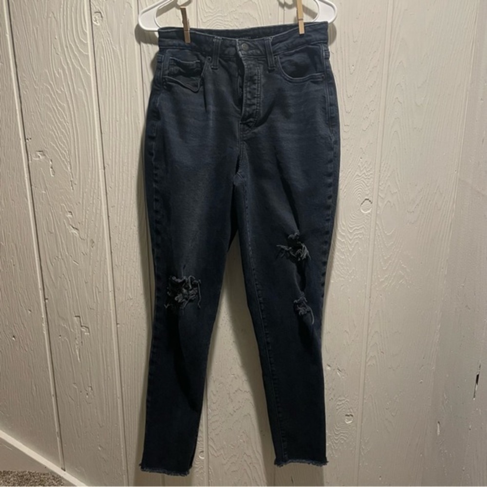 Old Navy High Rise Distressed Black Jeans
